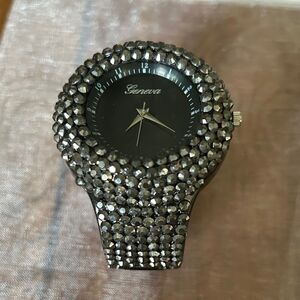 Geneva Sparkling‎ Black Crystal bracelet watch